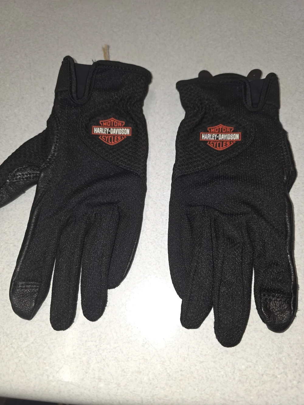 Harley-Davidson Black Gloves with Red Logo Emblem